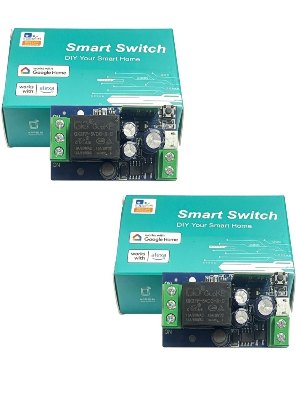 Ewelinc Smart Relay Module WIFI Smart Switch Compatible Alexa Google Home 2 Pack